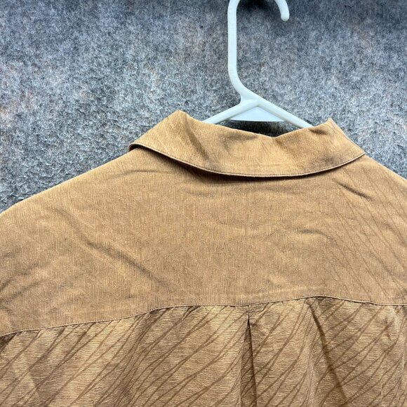Jhane Barnes Shirt Mens XL Khaki Button Down Tan Beige Silk Linen Dress Pocket - Picture 7 of 11